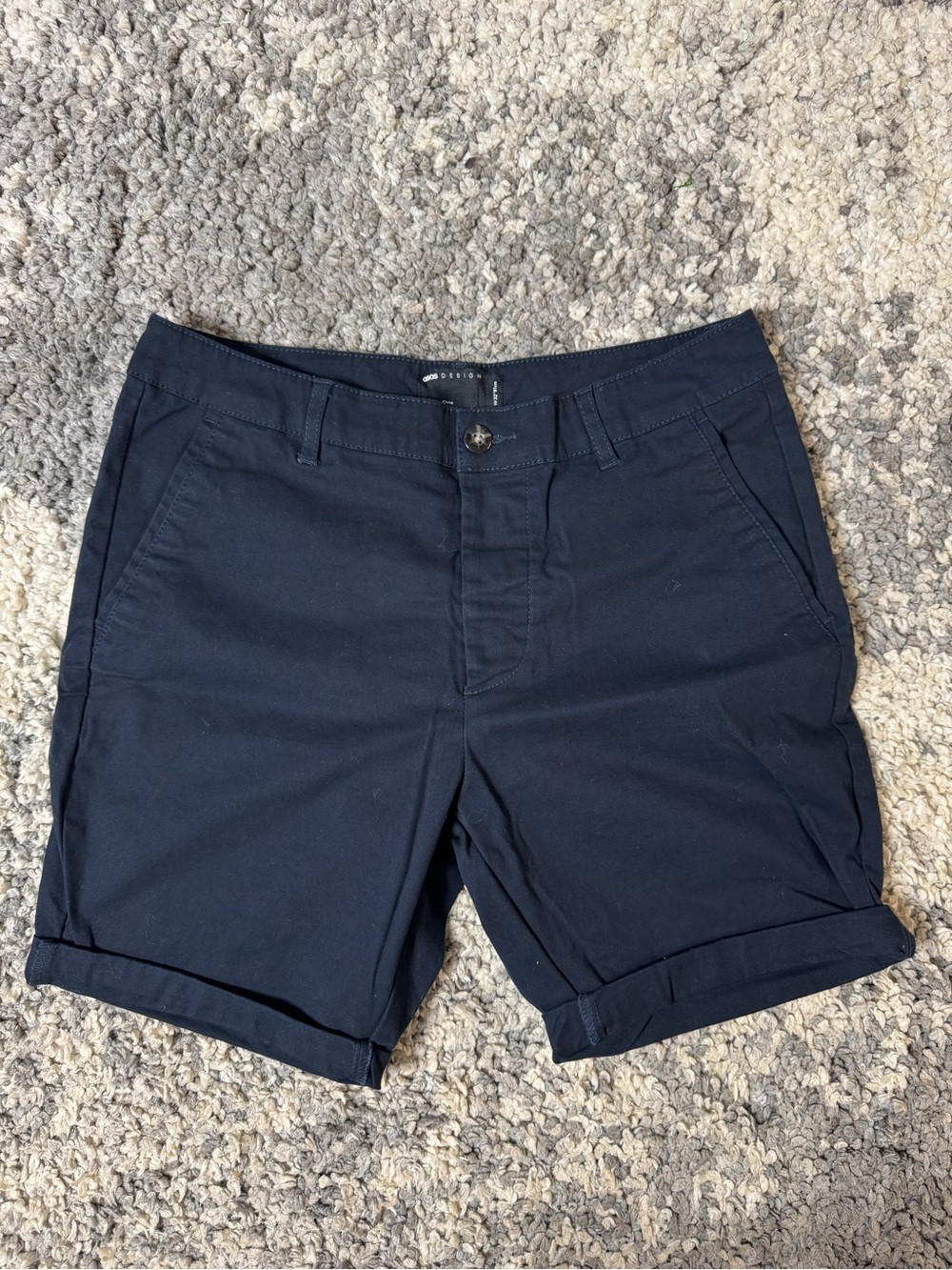 ASOS, Men's Navy Blue Casual Chino Shorts with 7” Inseam, Waist: 32